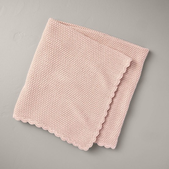Scalloped Trim Knit Baby Blanket Blush Pink - Hearth & Hand™ with Magnolia - Picture 1 of 3